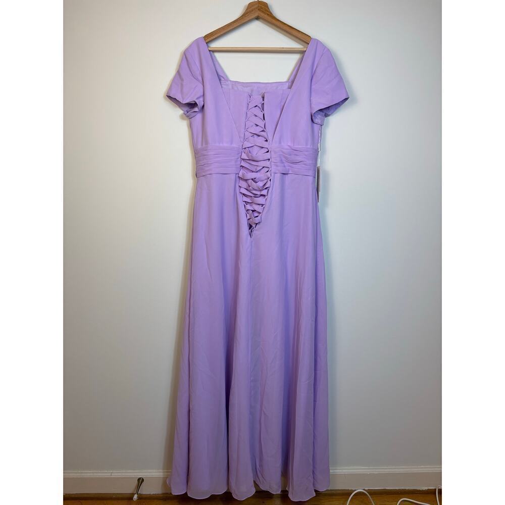 JJs A Line Princess Square Neck Mother of the Bride Dress sz 16 Lilac Beaded NWT - Picture 3 of 16